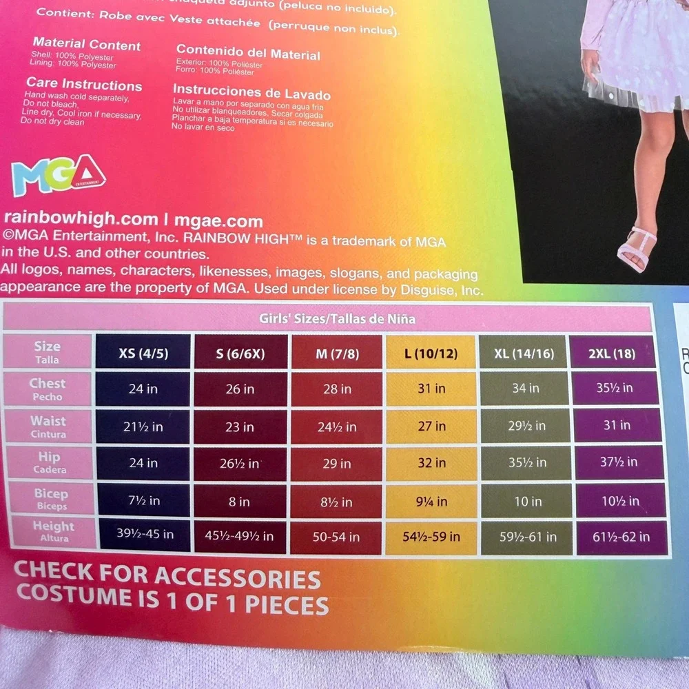 Rainbow High Violet Costume Girls Medium 7/8 Dress Jacket Disguise New